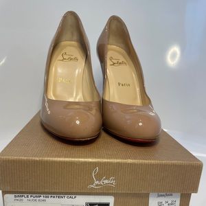 Christian Louboutin Simple Patent 100mm Pump - Color Nude - size 38.5